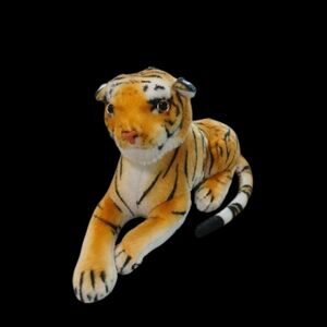Realistic Tiger Stuffed Animal 10 Inches Long, Plush Toy Orange.   2FOR$10
